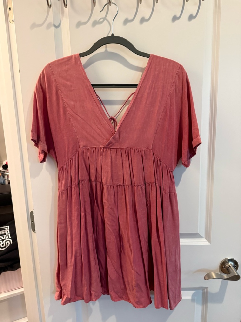Mustard Seed Dusty Rose V-Neck Tiered Babydoll Romper
